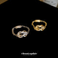 French Style Copper Horseshoe Buckle Chain Zircon Vintage Ring For Women view 2