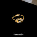 French Style Copper Horseshoe Buckle Chain Zircon Vintage Ring For Women view 4