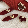 Light Luxury Fabric Flocked Zircon Horse Hair Clip Brooch Jewelry Set Vintage Elegant Accessory view 1