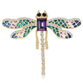 Alloy Glass Dragonfly Brooch Pin For Women Suit Coat Decoration view 2