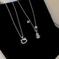 Korean Style Copper Diamond Star Saturn Cat Pendant Necklace Minimalist Light Luxury Daily Collarbone Chain view 4