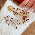 Copper Flower Firework Stud Earrings With Zircon Enamel, Vintage Light Luxury Elegant Jewelry view 1