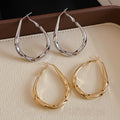 Minimalist Twisted Iron Waterdrop Hoop Earrings With Silver Pins Light Luxury Dangle Style view 3