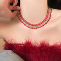 Maillard Style Stainless Steel Artificial Crystal Beaded Necklace With Round Geometric Pendant view 3
