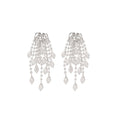 European Style Luxury Waterdrop Faux Pearl Tassel Stud Earrings For Women view 5
