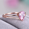 Rose Gold-Tone Pink Pear Ring With V-Shaped Crystal Band view 3