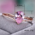 Rose Gold-Tone Pink Pear Ring With V-Shaped Crystal Band view 5