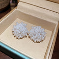 Faux Pearl Beaded Flower Cluster Stud Earrings Vintage Elegant OL Style Round Geometric Jewelry view 2