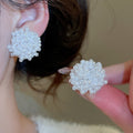 Faux Pearl Beaded Flower Cluster Stud Earrings Vintage Elegant OL Style Round Geometric Jewelry view 1