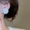 Faux Pearl Beaded Flower Cluster Stud Earrings Vintage Elegant OL Style Round Geometric Jewelry view 3