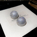 Light Luxury Copper Round Zircon Stud Clip Earrings, Geometric Minimalist Designer Ear Jewelry view 2