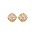 Gold Plated Silver Needle Zircon Faux Pearl Geometric Stud Earrings For Elegant Daily Wear view 5