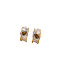 Light Luxury Geometric Round Faux Pearl Zircon Stud Earrings With Silver Pins view 5