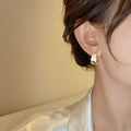 Light Luxury Geometric Round Faux Pearl Zircon Stud Earrings With Silver Pins view 4