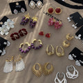 Copper Rhinestone Flower Geometric Earrings For Women, Light Luxury Versatile Fashion Style view 1