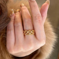 Gold Plated Zircon Hollow Cross Open Ring For Women view 1