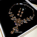 Court Style Alloy Rhinestone Flower Stud Earrings Necklace Jewelry Set Elegant Light Luxury Accessories view 3