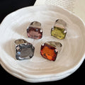 Rhinestone Square Open Ring For Women view 2