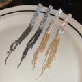 Copper Rhinestone Geometric Tassel Drop Earrings For Women, European American Light Luxury Style view 4