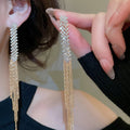 Copper Rhinestone Geometric Tassel Drop Earrings For Women, European American Light Luxury Style view 3