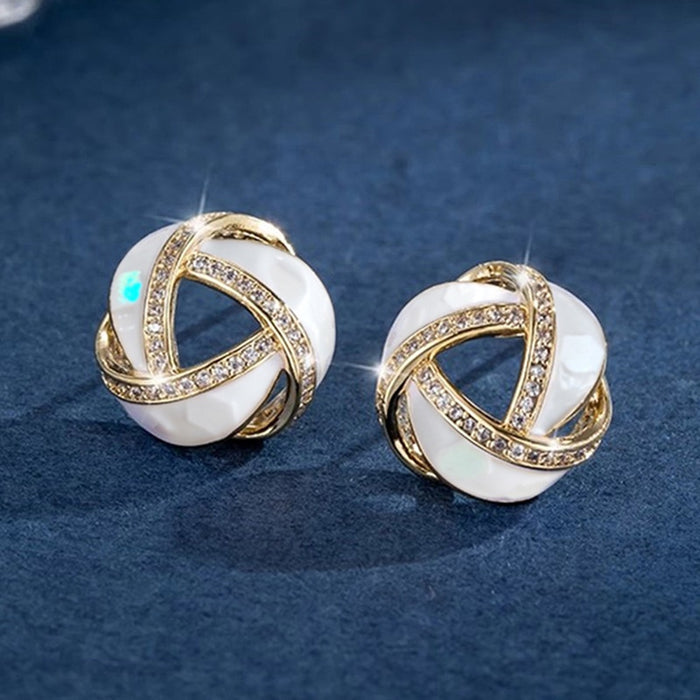 Shiny Oil Painted Stud Earrings For Women, French Elegant Light Luxury Fashion Jewelry