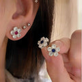 Elegant Zircon Flower Stud Earrings For Women, Copper Dainty OL Style Daily Jewelry view 3