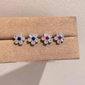 Elegant Zircon Flower Stud Earrings For Women, Copper Dainty OL Style Daily Jewelry view 4
