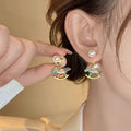 Faux Pearl Horse Drop Earrings With Silver Pin, Enamel Pony Animal Zodiac Light Luxury Style view 4