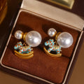 Faux Pearl Horse Drop Earrings With Silver Pin, Enamel Pony Animal Zodiac Light Luxury Style view 3