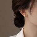 Gold Plated Copper Zircon Swan Stud Earrings With Silver Pins, Elegant Light Luxury Jewelry For Women view 2