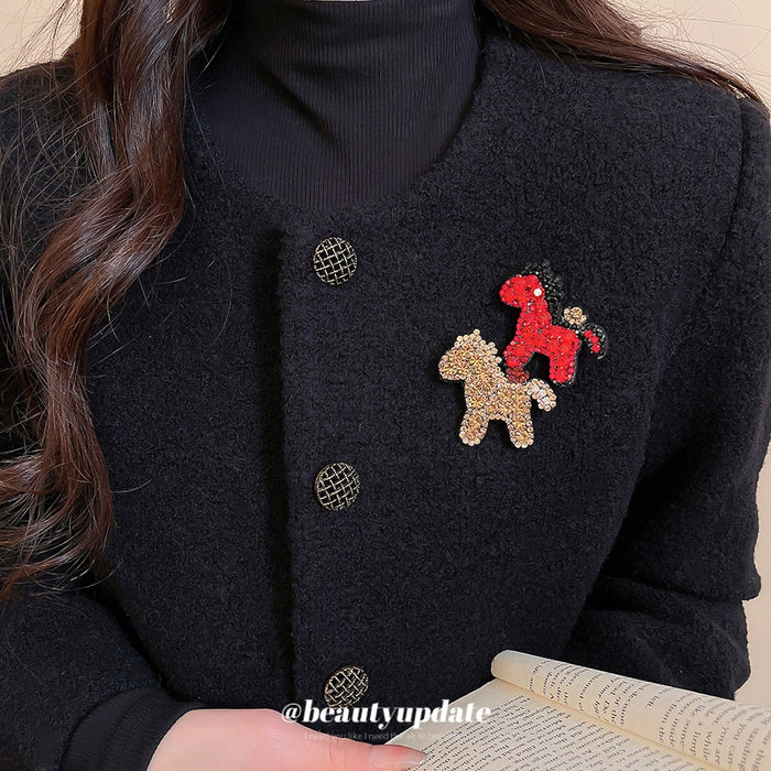 Red Rhinestone Horse Brooch Light Luxury Cloth Animal Pin For Women's Fashion Accessories