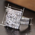 Quadrilateral Hash Geometric Zircon Ring For Women, Light Luxury Shiny Wedding Jewelry view 4