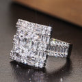 Quadrilateral Hash Geometric Zircon Ring For Women, Light Luxury Shiny Wedding Jewelry view 2