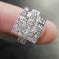 Quadrilateral Hash Geometric Zircon Ring For Women, Light Luxury Shiny Wedding Jewelry view 1