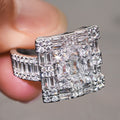 Quadrilateral Hash Geometric Zircon Ring For Women, Light Luxury Shiny Wedding Jewelry view 3