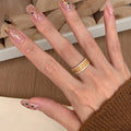 Elegant Vintage Gold Wheat Ear Copper Ring For Women, Light Luxury Unique Index Finger Jewelry view 3