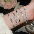 Light Luxury Copper Butterfly Bangle With Zircon And Cat Eye Stone Elegant Women's Bracelet view 3