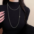 French Vintage Faux Pearl Multilayer Sweater Necklace, Old Money Round Beaded Geometric Choker view 3