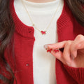 Red Horse Copper Jewelry Set With Earrings Necklace Ring, Retro Light Luxury OL Style view 2