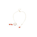 Red Horse Copper Jewelry Set With Earrings Necklace Ring, Retro Light Luxury OL Style view 5