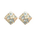 Gold Plated Copper Zircon Rhombus Stud Earrings With Silver Pins Elegant Niche Style Jewelry view 5