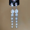 French Vintage Faux Pearl Zircon Tassel Drop Earrings For Women Elegant Geometric Round Stud Style view 2