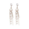 French Vintage Faux Pearl Zircon Tassel Drop Earrings For Women Elegant Geometric Round Stud Style view 5
