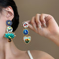 Vintage Alloy Heart Round Asymmetric Stud Earrings With Steel Pins, Bold European Style view 2