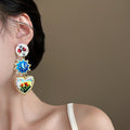 Vintage Alloy Heart Round Asymmetric Stud Earrings With Steel Pins, Bold European Style view 4