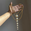 French Vintage Multi Layer Faux Pearl Geometric Round Statement Clavicle Necklace Light Luxury Style view 2