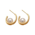Faux Pearl Zircon C-Shaped Drop Earrings For Women Geometric Silver Needle OL Style Jewelry view 5