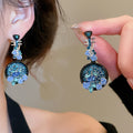 Vintage Chinese Style Alloy Floral Pipa Stud Earrings With Rhinestone Enamel Flower Design view 4