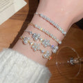 Elegant French Style Zircon Flower Imitation Pearl Geometric Bangle For Women view 1