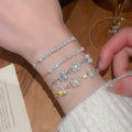 Elegant French Style Zircon Flower Imitation Pearl Geometric Bangle For Women view 3